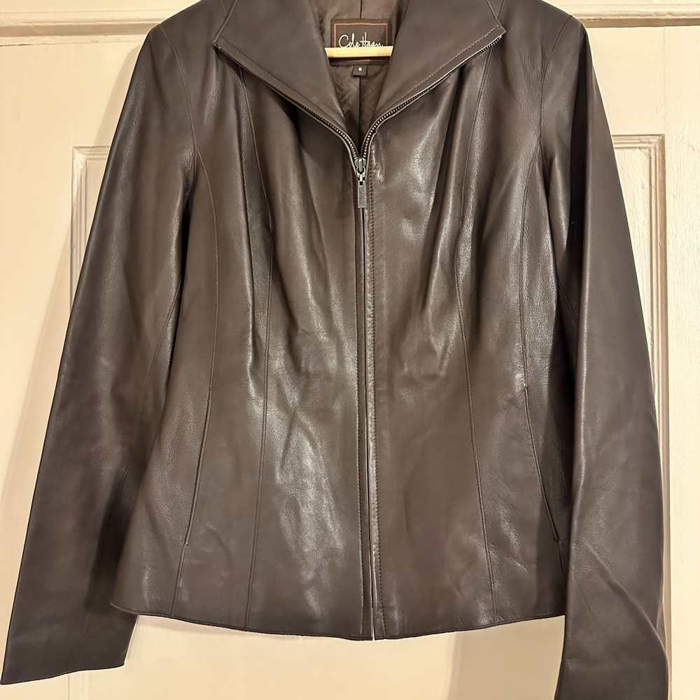 Cole Haan Dark Brown Leather Jacket for Women